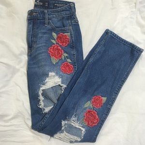 Mid/high rise slim straight jeans